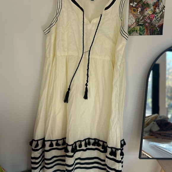 Glamour X Lane Bryant Cream and Black Tassel Midi Dress size 18/20 sundress - Picture 1 of 5